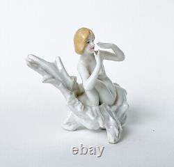Nude Bathing Beauty Woman Figurine Porcelain Ceramic Germany Vtg Art Deco