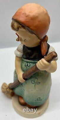 Old Vintage Child Girl & Broom Porcelain Figurine Made By Goebel / Germany 1960s