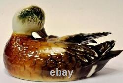 Old Vintage Duck Painted Porcelain Figurine Made By Goebel From Germany 1970s