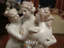 Original Antique Gorgeous Statuette Three Graces Porcelain Germany Rare