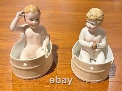 PAIR Antique 1800's Bisque Babies Figurines from Germany