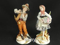 PAIR of VINTAGE GRAFENTHAL GERMANY DAINTY FIGURINE BOY & GIRL with BASKET