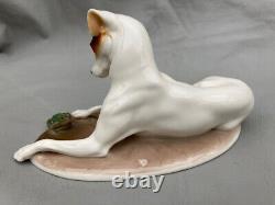 PRISTINE Antique NYMPHENBURG German Porcelain TERRIER DOG & FROG Figurine, #250