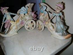Pair of Antique Bisque Porcelain Figurines on Wheeled Shoes VERY RARE