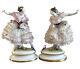 Pair Of Antique Dresden Volkstedt Porcelain Lace Ballerina Dancers