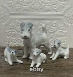 Pfeffer Gotha Germany Porcelain Schnauzer Terrier Dog Figurine with Puppies VTG