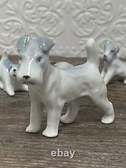 Pfeffer Gotha Germany Porcelain Schnauzer Terrier Dog Figurine with Puppies VTG
