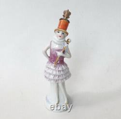 Pink Lady Woman Perfume Bottle Figurine Porcelain Crown Top Stopper Vtg German