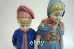 Pleasant Vintage Porcelain Figurine Children in National Costumes Height 16 cm