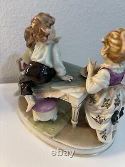 Porcelain Figurine 5.5 Vintage Children At Table Eating like Scheibe Alsbach