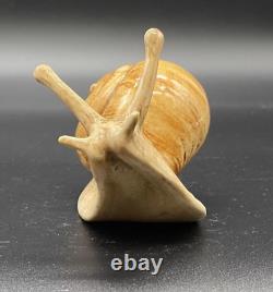 Porcelain Snail Figurine Vintage Statue Yellow Carved Decor Home Rare Germany