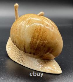 Porcelain Snail Figurine Vintage Statue Yellow Carved Decor Home Rare Germany