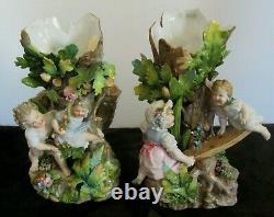 Pr German Triebner Ens & Eckert Volkstedt Thuringia 1880-1884 Figurines Vases