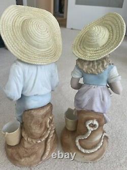 R W Rudolstadt Germany Pair Vintage Porcelain Statue Figurines Boy/Girl #2376