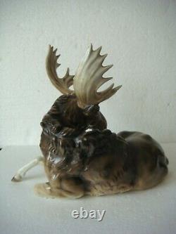 RRR RARE Antique Hutschenreuther Germany Porcelain Moose Figurine K. TUTTER