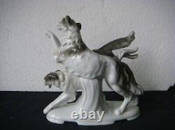 RRR RARE Antique Porcelain FASOLD & STAUCH Germany Borzoi Dogs Figurine