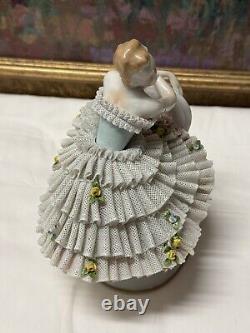 Rare 19th C. Germany Dresden Sitcendorf Fine Porcelain & Lace Figurine 8