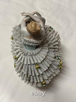 Rare 19th C. Germany Dresden Sitcendorf Fine Porcelain & Lace Figurine 8