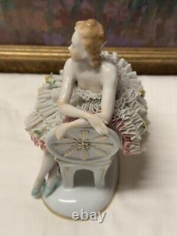 Rare 19th C. Germany Dresden Sitcendorf Fine Porcelain & Lace Figurine 8