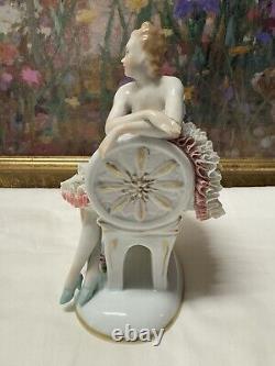 Rare 19th C. Germany Dresden Sitcendorf Fine Porcelain & Lace Figurine 8