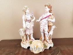 Rare Antique 1870's Pair of German Porcelain Bisque Figures Volkstedt Triebner