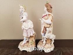 Rare Antique 1870's Pair of German Porcelain Bisque Figures Volkstedt Triebner