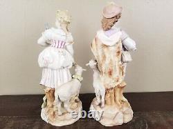 Rare Antique 1870's Pair of German Porcelain Bisque Figures Volkstedt Triebner