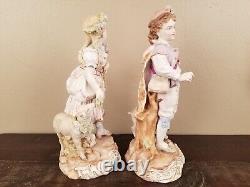 Rare Antique 1870's Pair of German Porcelain Bisque Figures Volkstedt Triebner