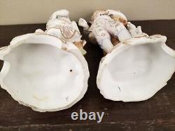 Rare Antique 1870's Pair of German Porcelain Bisque Figures Volkstedt Triebner