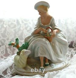 Rare Antique Bach Kunst Germany Porcelain Figurine Woman with Lamb Numbered 6x6