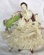 Rare Antique Dresden Lace Franz Witter Figurine Lady On Sofa 7×8 Outstanding