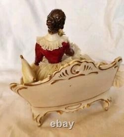 Rare Antique Dresden Lace Franz Witter Figurine Lady On Sofa 7×8 OUTSTANDING