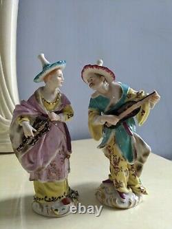 Rare Antique German Dresden Malabar Oriental Porcelain Figurines 7.25