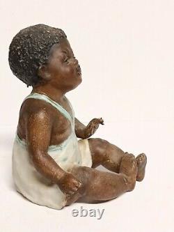 Rare Antique Vintage Gebruder Heubach BISQUE PIANO Black Baby Miniature Figurine