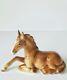 Rare Brown Horse Sitting Vintage Figurine Porcelain By Lippelsdorf Germany 1950s