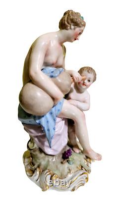 Rare KPM Porcelain Figurine Goddess of Wine With Cherub, Stunning Figurine 8H