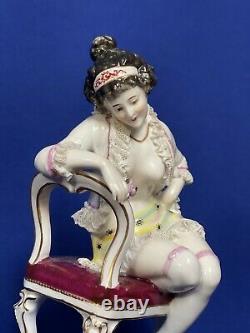 Rare Lace porcelain figurines ladies antique Volkstedt Germany