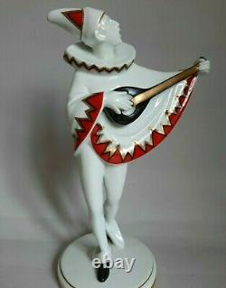 Rare! Original vintage Porcelain Germany Minstrel figurine marked Height 23 cm