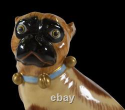 Rare Vintage DRESDEN Germany Porcelain Pug Dog Figurine