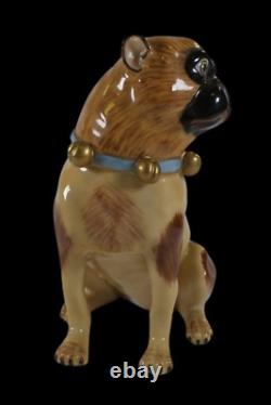 Rare Vintage DRESDEN Germany Porcelain Pug Dog Figurine