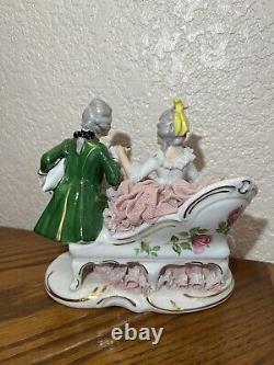 Rare Vintage Dresden Lace Courting Couple Figurine