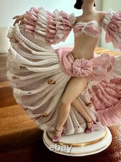 Rare Vintage Dresden Lace Porcelain Flamenco Dancer Figurine Made In Germany