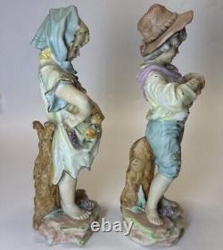 Rare Vintage Kalk Porcelain Bisque Germany Vintage Harvest Boy And Girl Figurine