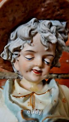 Rare Vintage Kalk Porcelain Bisque Germany Vintage Harvest Boy And Girl Figurine