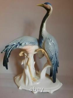 Rare1930 Antique Original Karl Ens Porcelain figurine Two Cranes Germany Marked