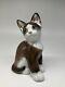 Rosenthal Germany Handpainted Figurine Brown & White Sitting Cat/kitten