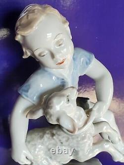 Rosenthal VTG Germany Porcelain Figurine Boy WithSheep HTF Collectible Fine China