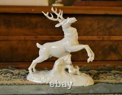 Scarce & Striking Vintage Nymphenburg White Porcelain Elk Deer Stag Frankenthal
