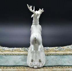 Scarce & Striking Vintage Nymphenburg White Porcelain Elk Deer Stag Frankenthal