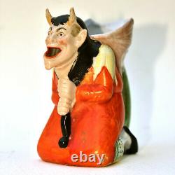 Schafer & Vater German Antique Winged, Horned Devil Porcelain Cream Pitcher